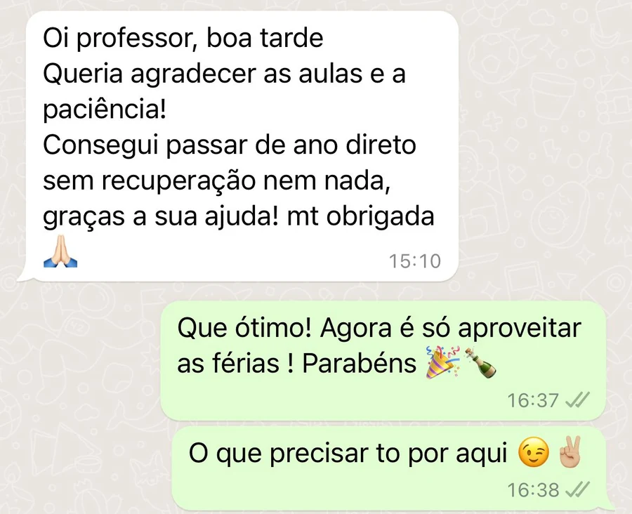 Aluna passa de ano sem recuperação