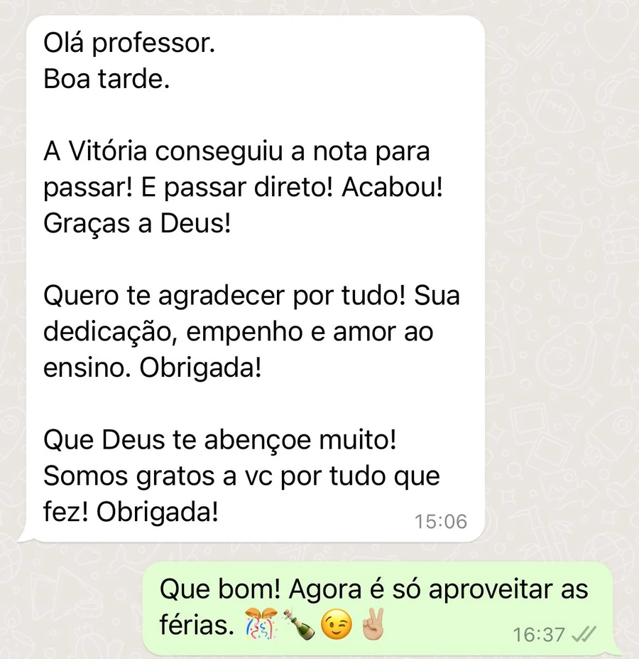 Mãe da Vitória agradece pela aprovação