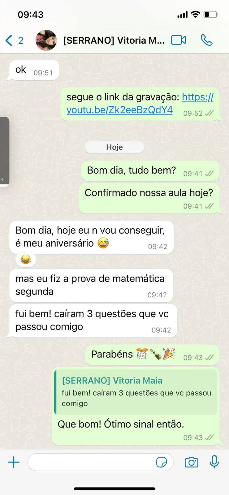 Aluna conta que caíram na prova três questões vistas na aula