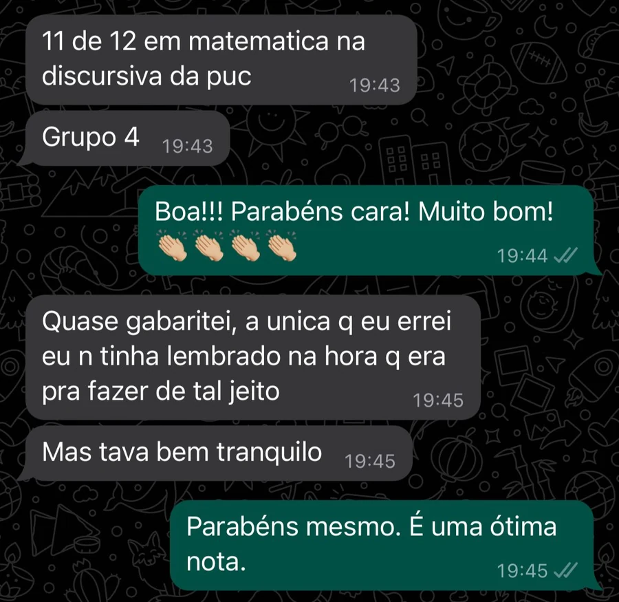 Aluno acerta 11 de 12 na discursiva de matemática da PUC